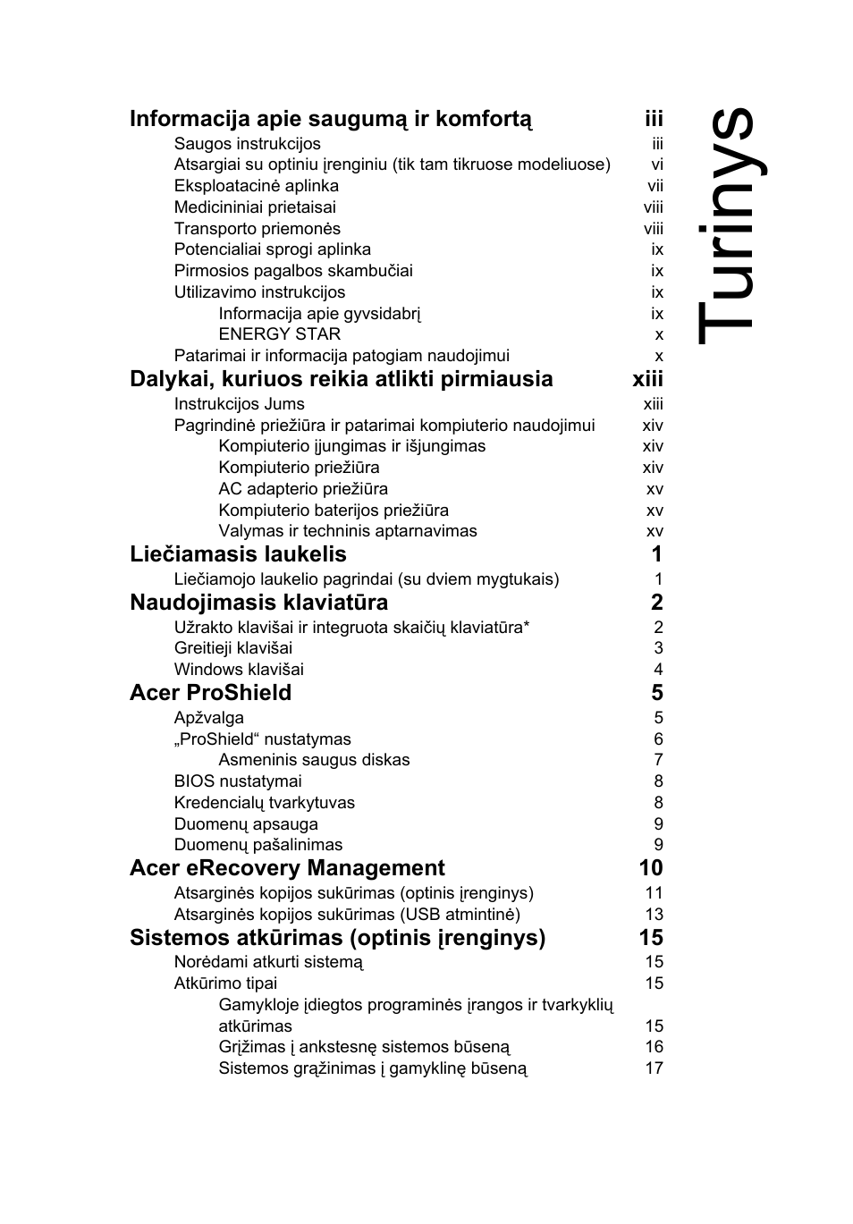 Turinys, Tu rin ys | Acer TravelMate 4750 User Manual | Page 1641 / 2286