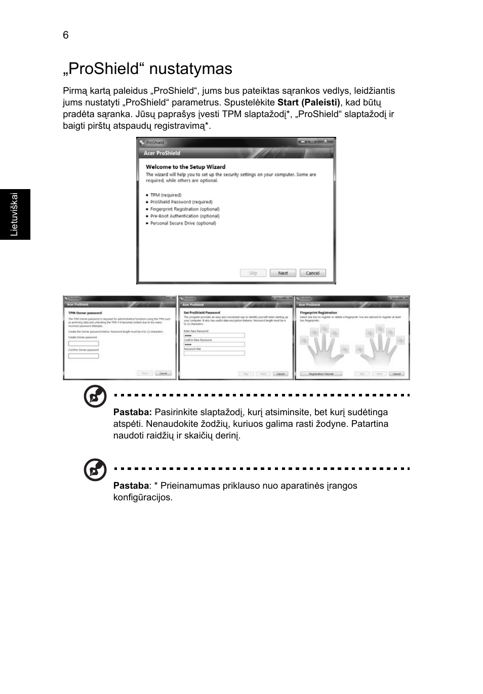 Proshield“ nustatymas | Acer TravelMate 4750 User Manual | Page 1650 / 2286