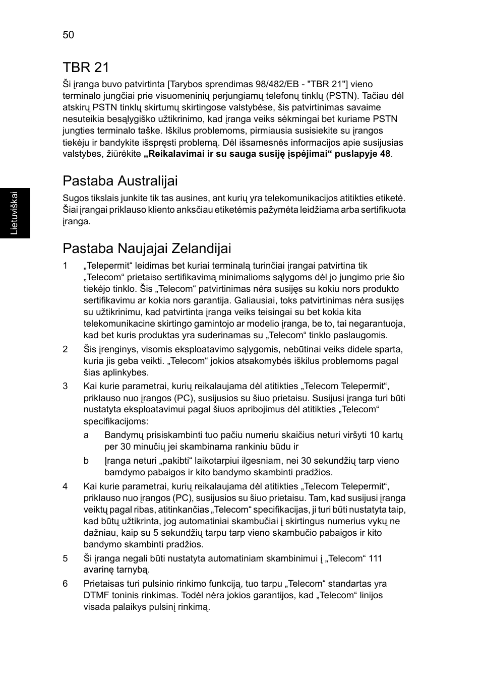 Tbr 21, Pastaba australijai, Pastaba naujajai zelandijai | Acer TravelMate 4750 User Manual | Page 1694 / 2286