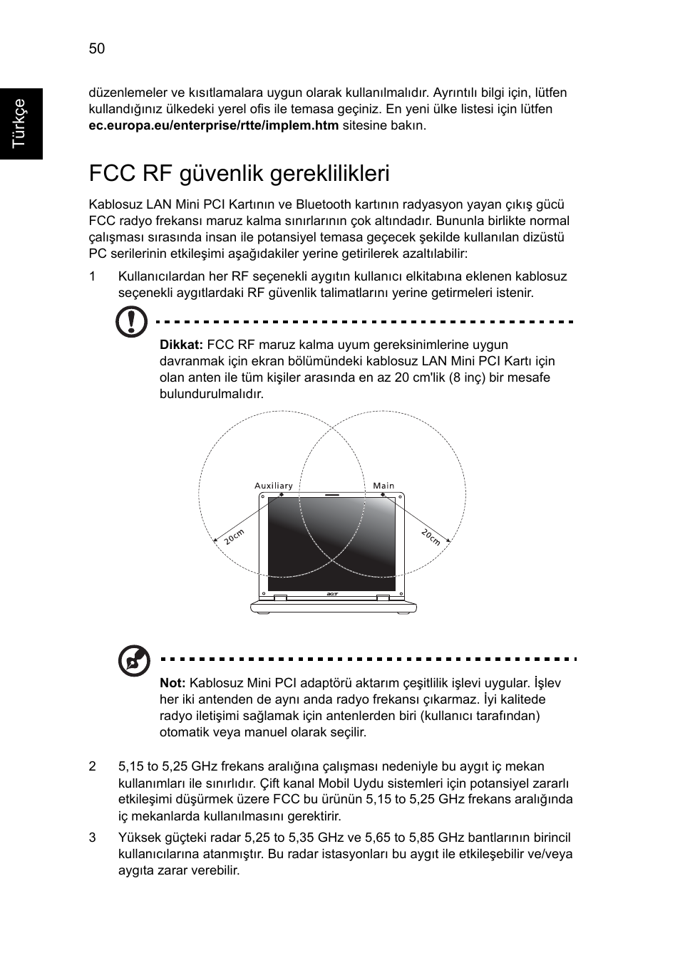 Fcc rf güvenlik gereklilikleri | Acer TravelMate 4750 User Manual | Page 1850 / 2286