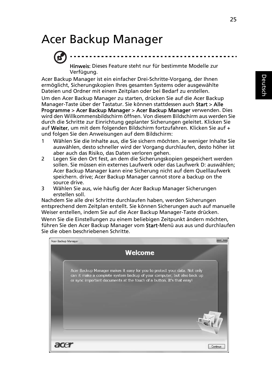 Acer backup manager | Acer TravelMate 4750 User Manual | Page 195 / 2286