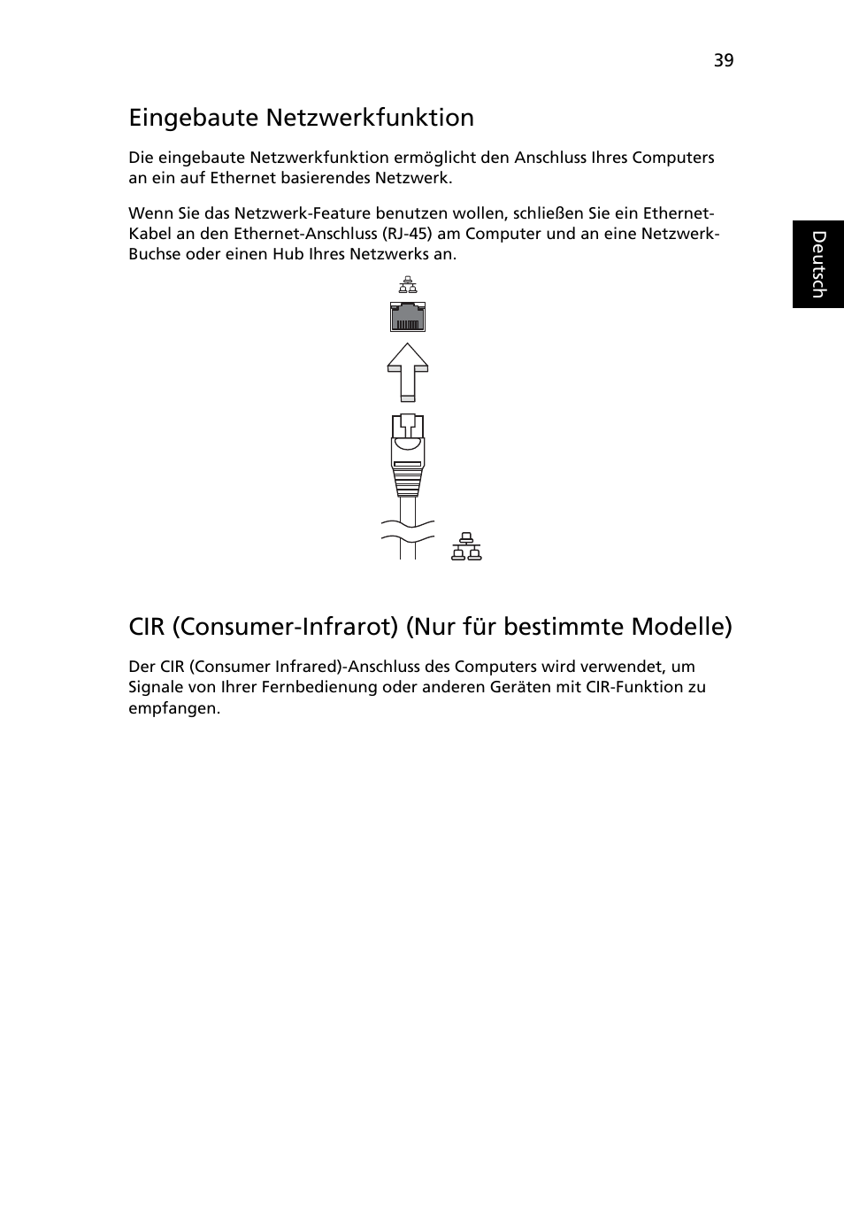 Eingebaute netzwerkfunktion | Acer TravelMate 4750 User Manual | Page 209 / 2286