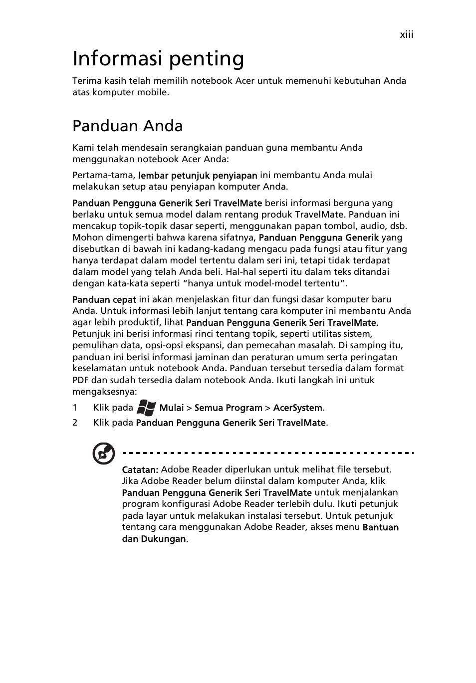 Informasi penting, Panduan anda | Acer TravelMate 4750 User Manual | Page 2147 / 2286