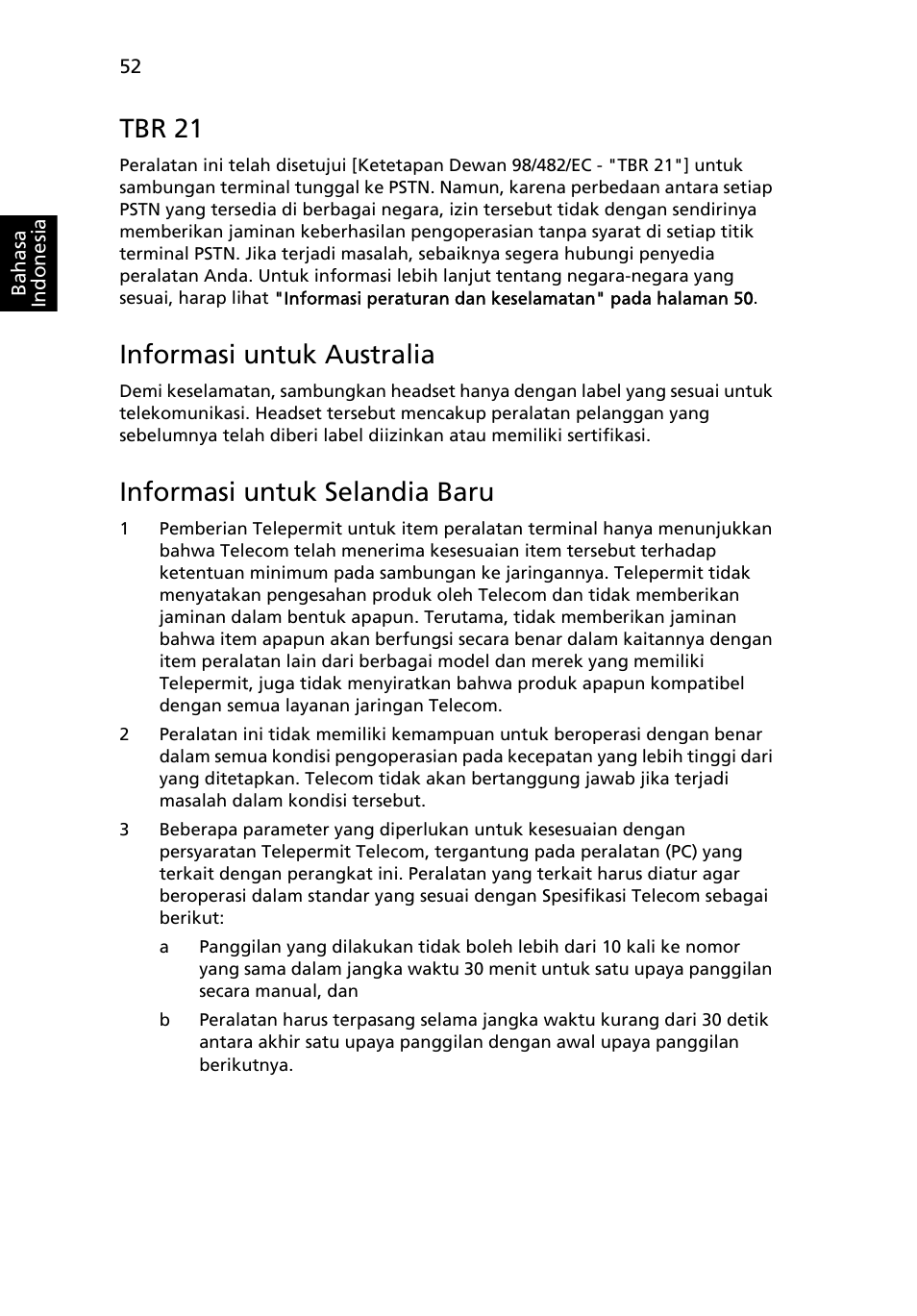 Tbr 21, Informasi untuk australia, Informasi untuk selandia baru | Acer TravelMate 4750 User Manual | Page 2206 / 2286