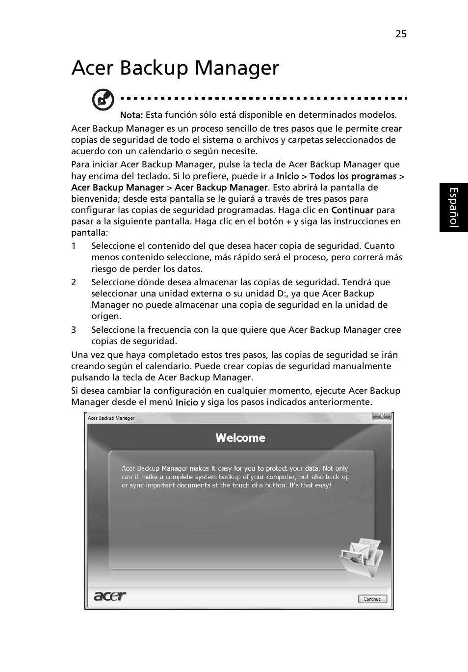 Acer backup manager | Acer TravelMate 4750 User Manual | Page 345 / 2286