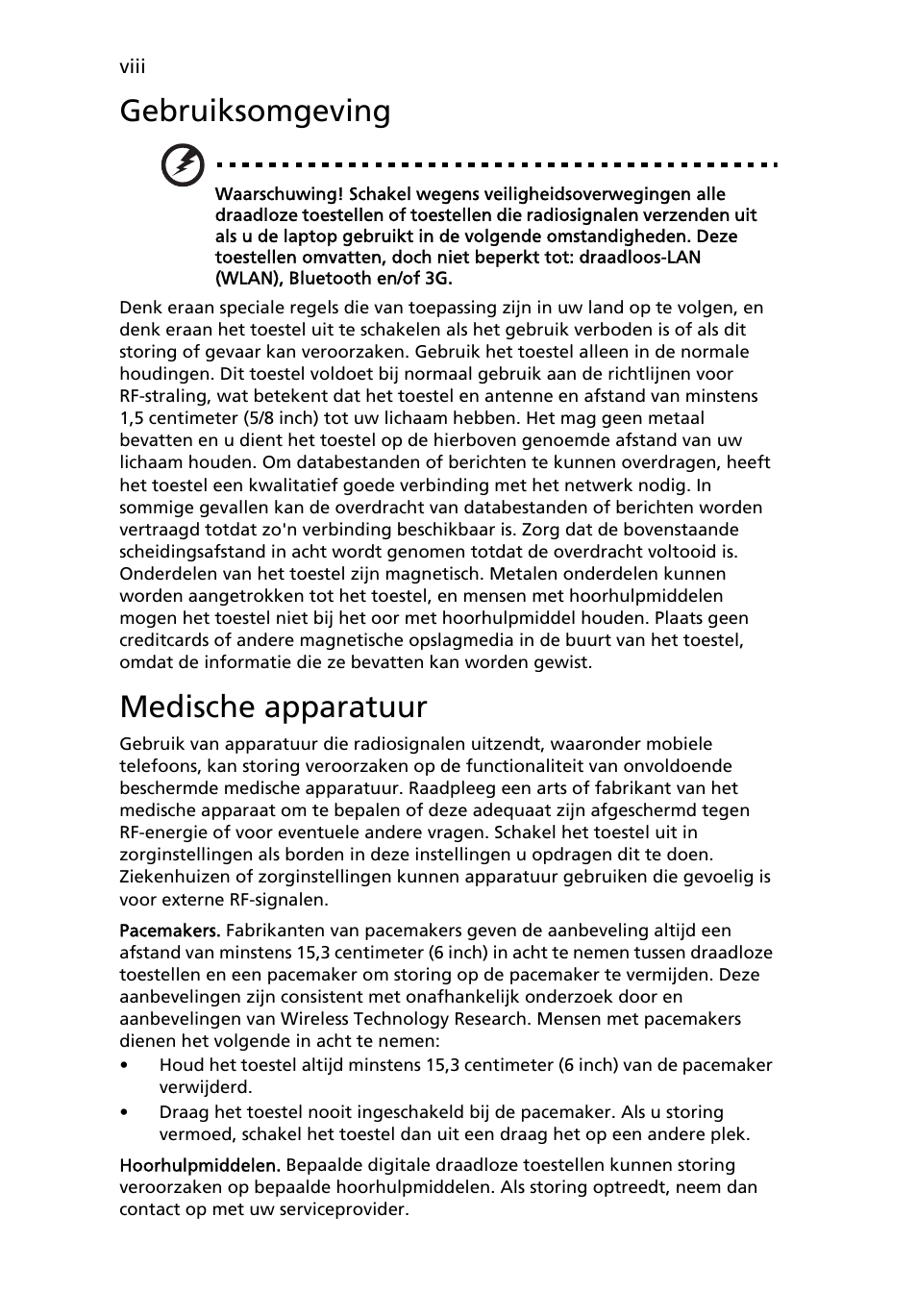 Gebruiksomgeving, Medische apparatuur | Acer TravelMate 4750 User Manual | Page 456 / 2286