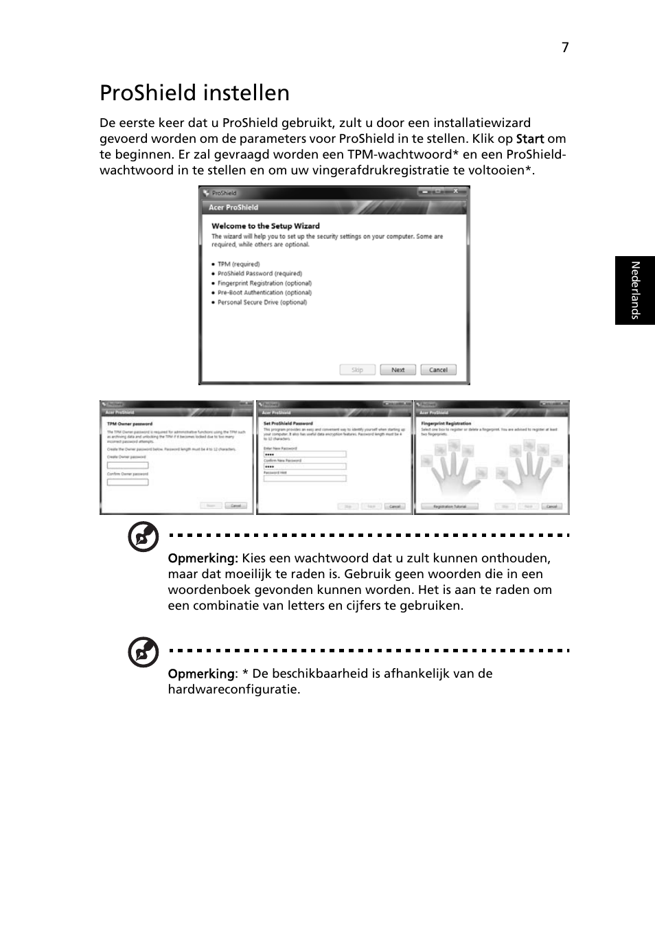 Proshield instellen | Acer TravelMate 4750 User Manual | Page 475 / 2286