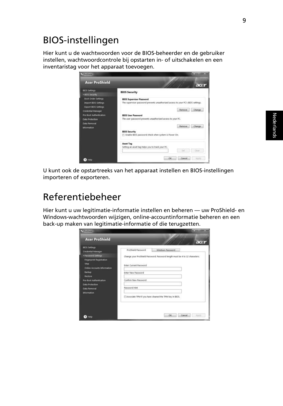 Bios-instellingen, Referentiebeheer | Acer TravelMate 4750 User Manual | Page 477 / 2286