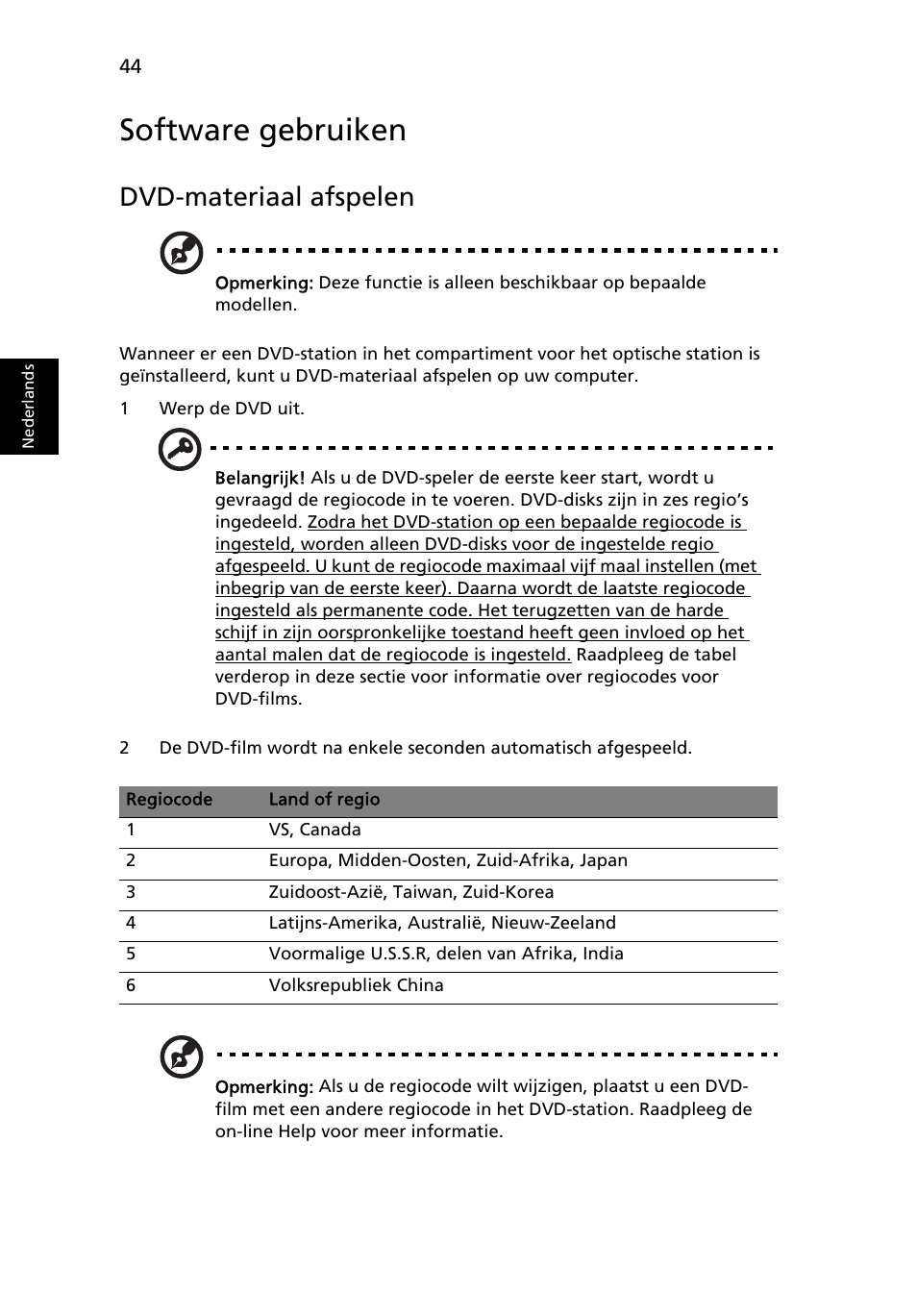 Software gebruiken, Dvd-materiaal afspelen | Acer TravelMate 4750 User Manual | Page 512 / 2286