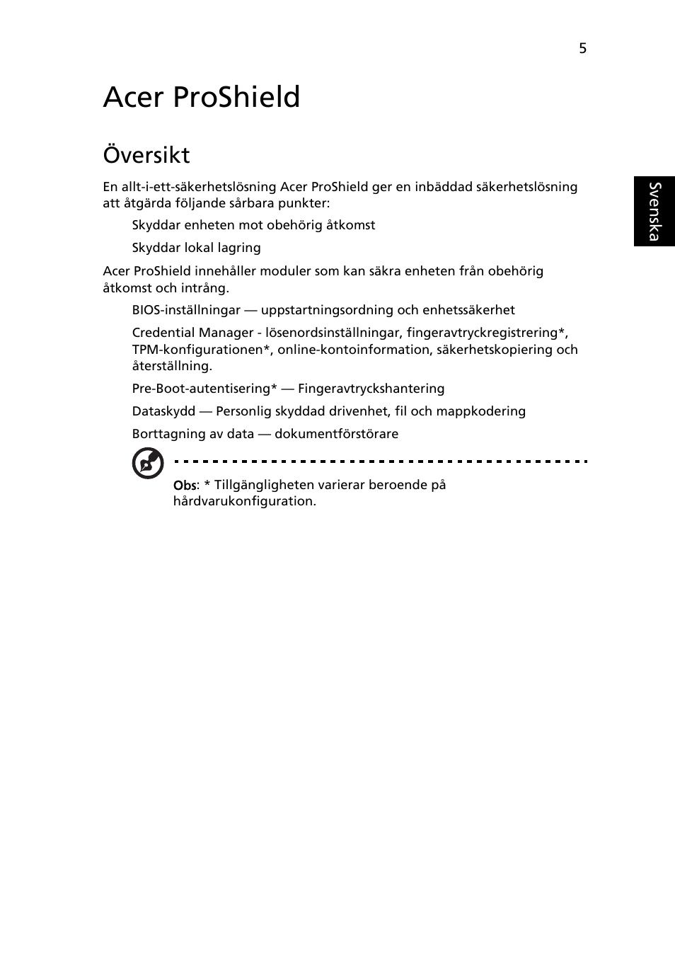 Acer proshield, Översikt | Acer TravelMate 4750 User Manual | Page 693 / 2286