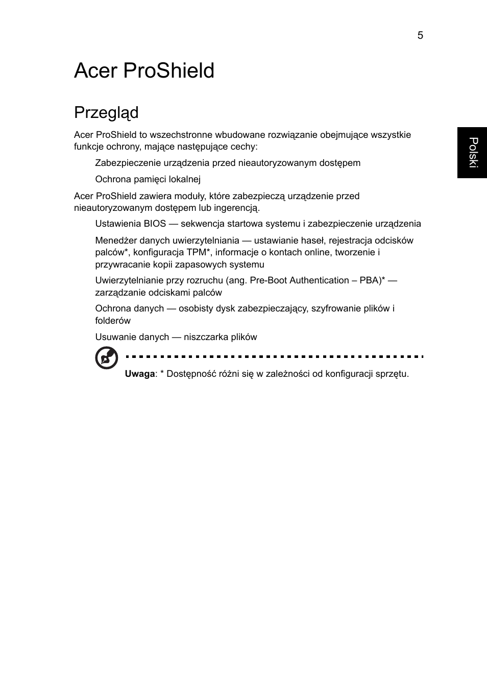 Acer proshield, Przegląd | Acer TravelMate 4750 User Manual | Page 911 / 2286