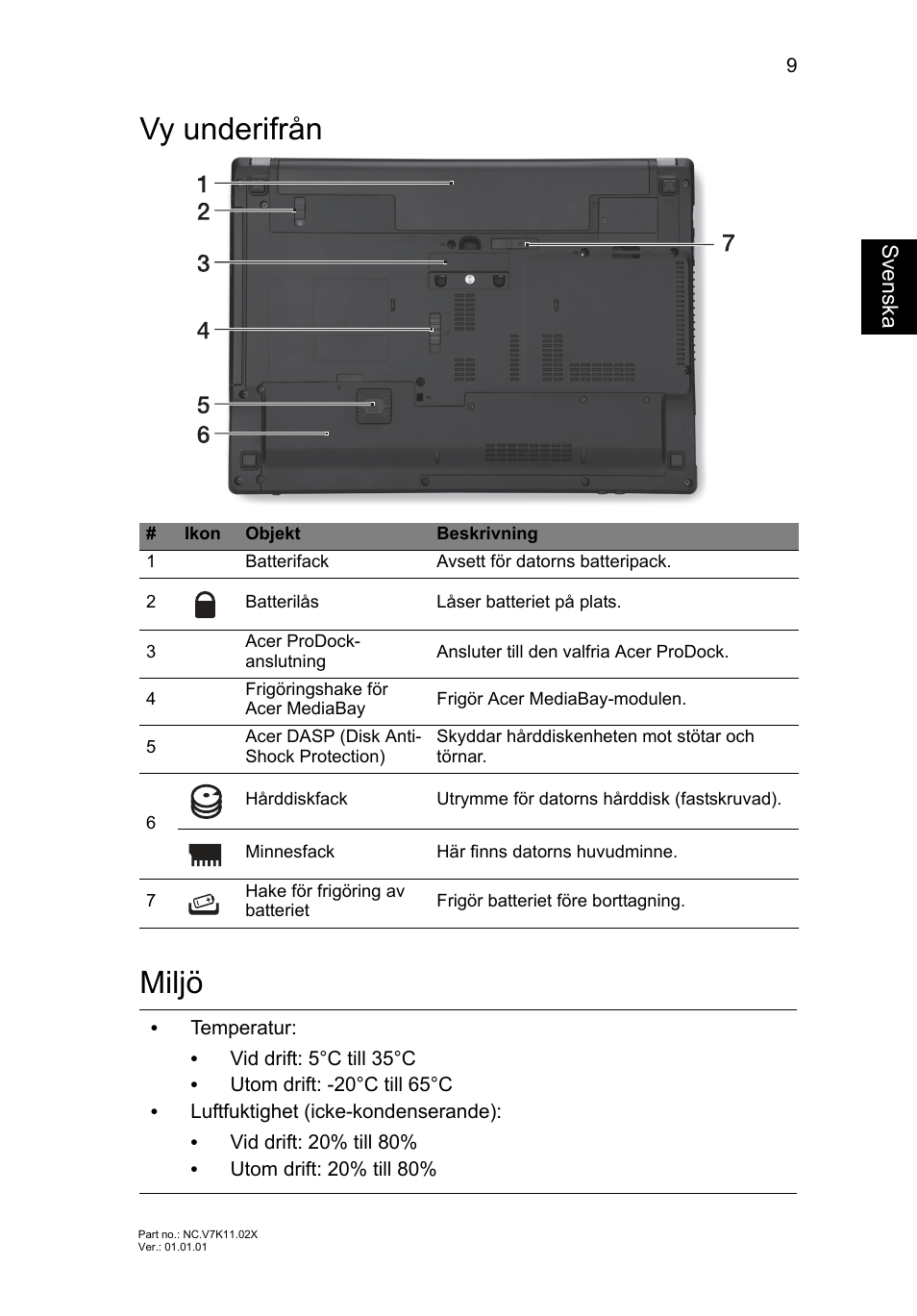 Vy underifrån, Miljö, Vy underifrån miljö | Acer TravelMate P643-MG User Manual | Page 115 / 320