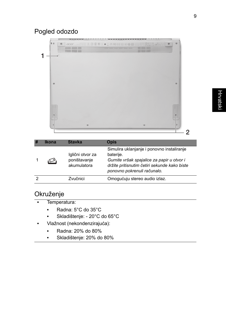 Pogled odozdo, Okruženje, Pogled odozdo okruženje | Acer Aspire S7-391 User Manual | Page 219 / 362