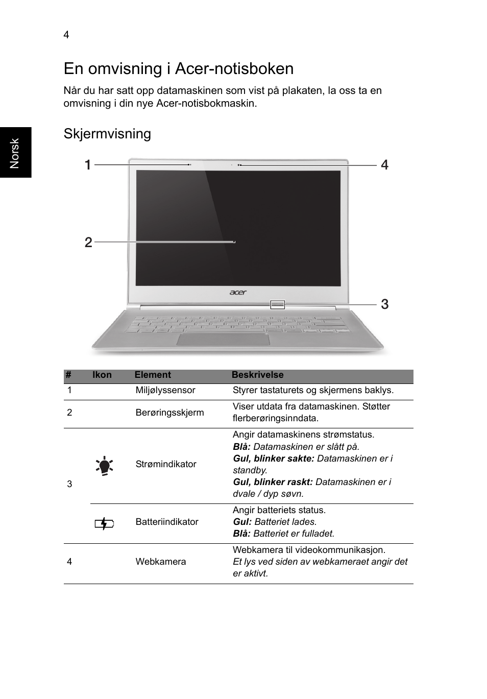 En omvisning i acer-notisboken, Skjermvisning | Acer Aspire S7-391 User Manual | Page 94 / 362