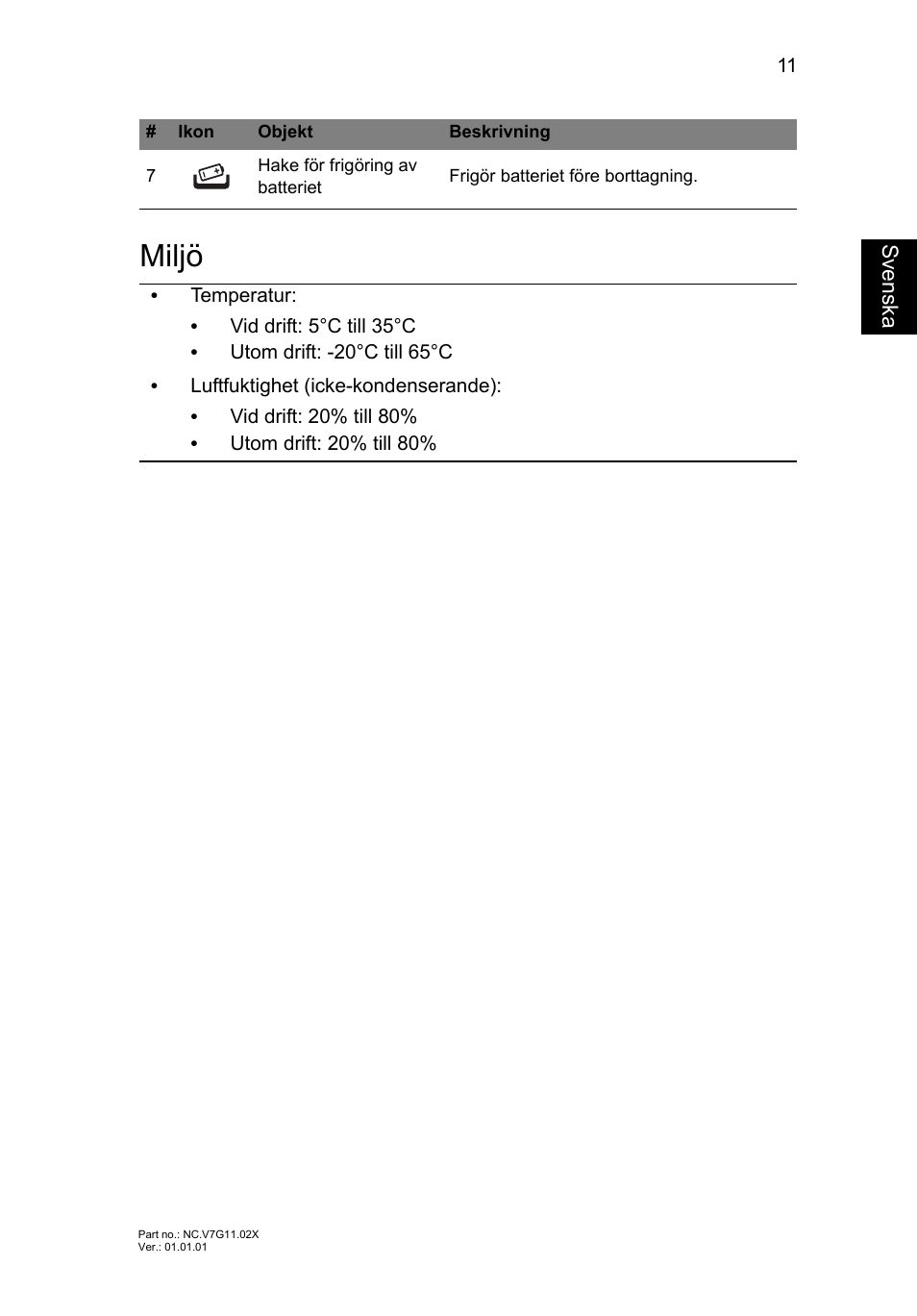 Miljö | Acer TravelMate P653-MG User Manual | Page 125 / 365