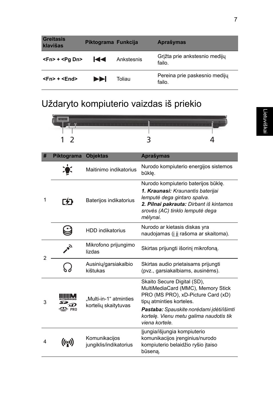 Uždaryto kompiuterio vaizdas iš priekio | Acer TravelMate P653-MG User Manual | Page 277 / 365