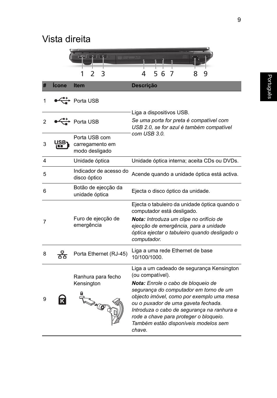 Vista direita | Acer TravelMate P653-MG User Manual | Page 75 / 365