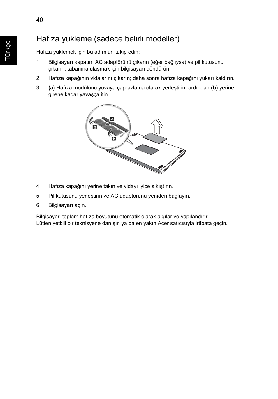 Hafıza yükleme (sadece belirli modeller) | Acer Aspire 4830G User Manual | Page 1898 / 2354