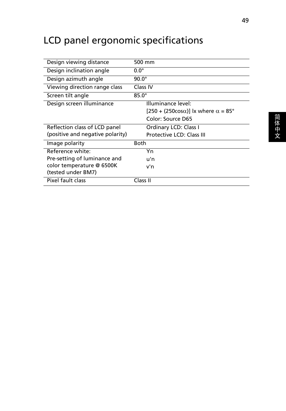 Lcd panel ergonomic specifications | Acer Aspire 4830G User Manual | Page 2197 / 2354