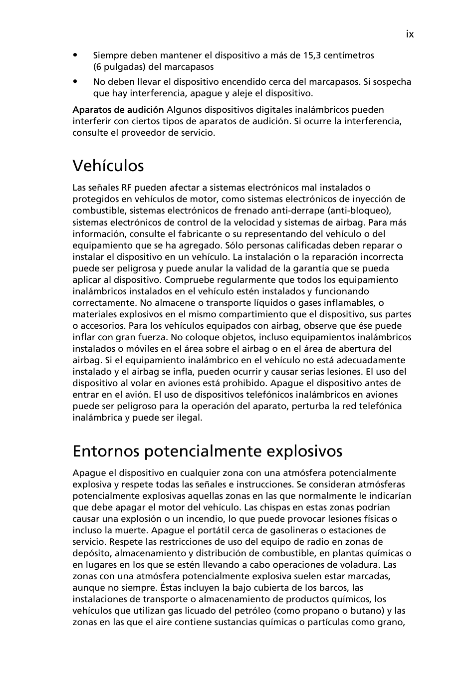 Vehículos, Entornos potencialmente explosivos | Acer Aspire 4830G User Manual | Page 323 / 2354