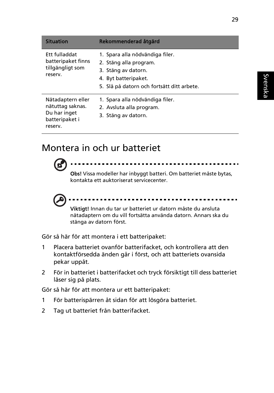 Montera in och ur batteriet | Acer Aspire 4830G User Manual | Page 741 / 2354