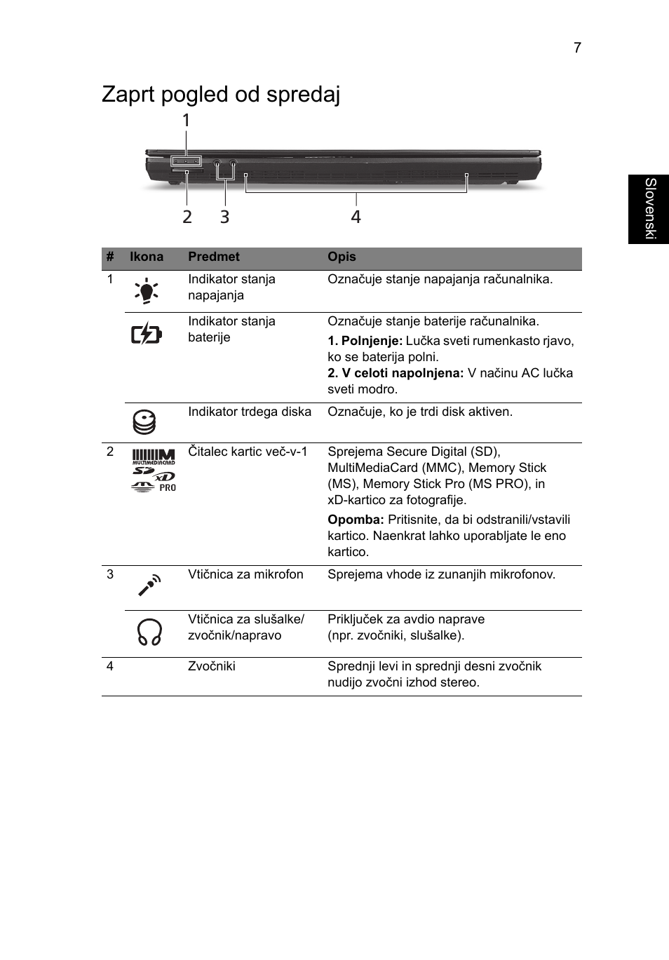 Zaprt pogled od spredaj | Acer TravelMate 8372 User Manual | Page 171 / 314