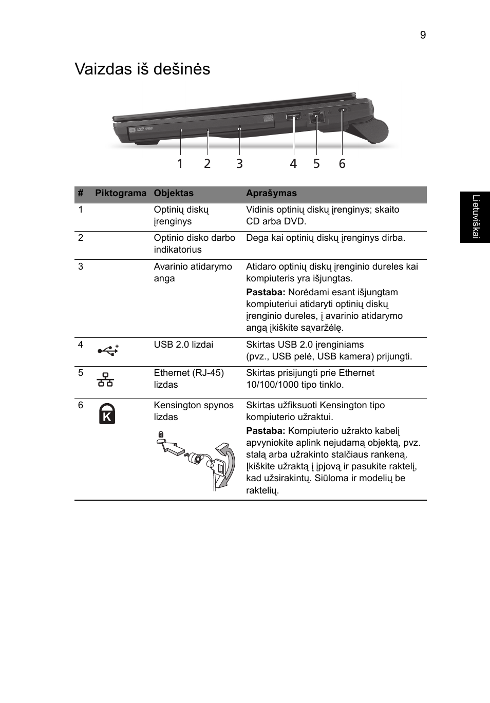 Vaizdas iš dešinės | Acer TravelMate 8372 User Manual | Page 233 / 314