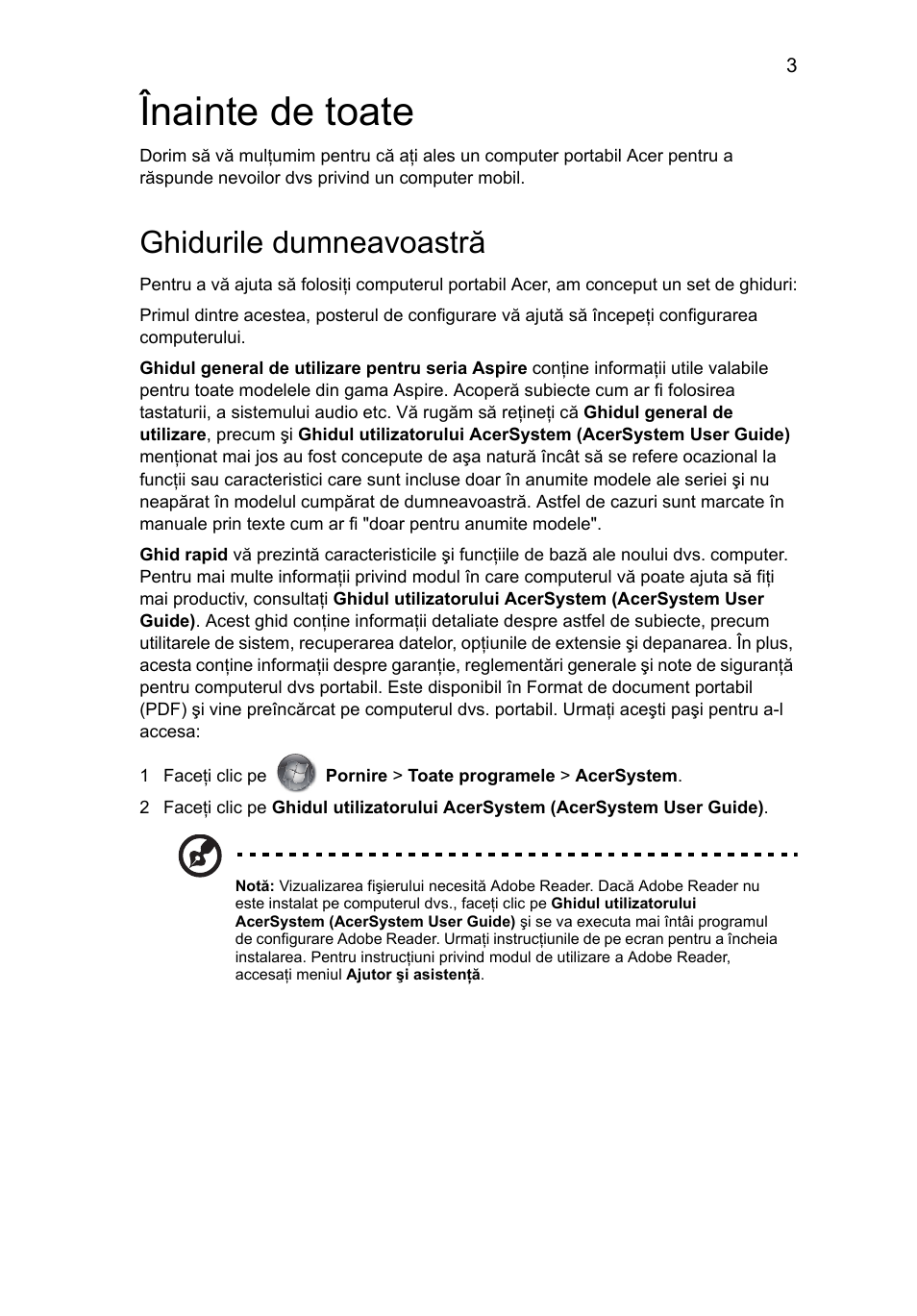 Înainte de toate, Ghidurile dumneavoastră | Acer Aspire 8950G User Manual | Page 225 / 378