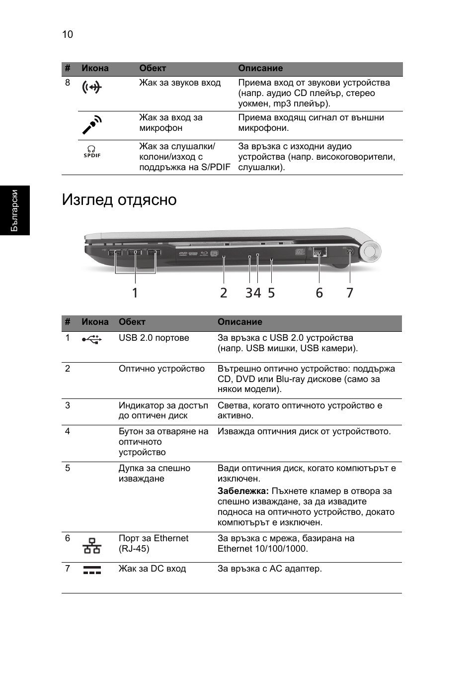 Изглед отдясно | Acer Aspire 8950G User Manual | Page 244 / 378