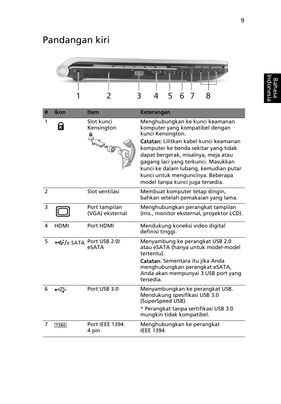 Pandangan kiri | Acer Aspire 8950G User Manual | Page 363 / 378