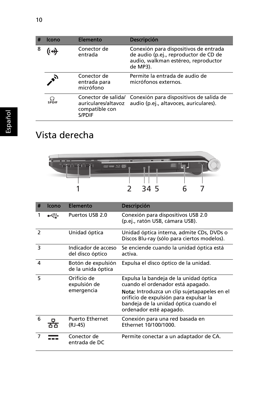 Vista derecha | Acer Aspire 8950G User Manual | Page 60 / 378