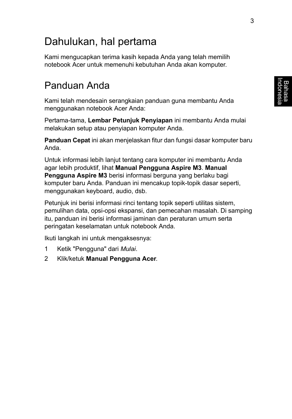 Dahulukan, hal pertama, Panduan anda | Acer Aspire M3-581PT User Manual | Page 343 / 364