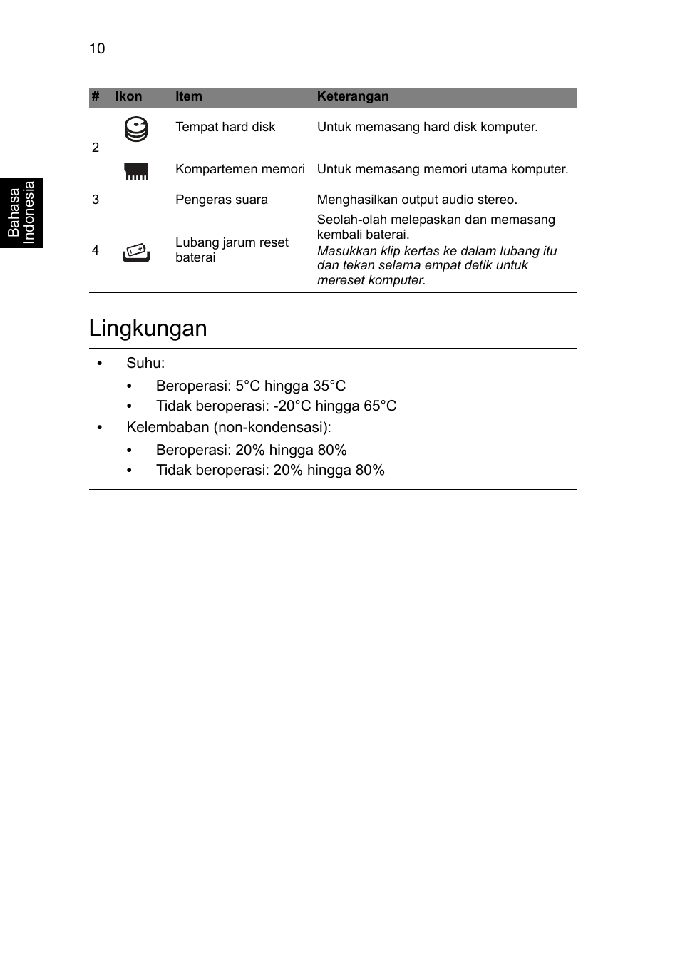 Lingkungan | Acer Aspire M3-581PT User Manual | Page 350 / 364
