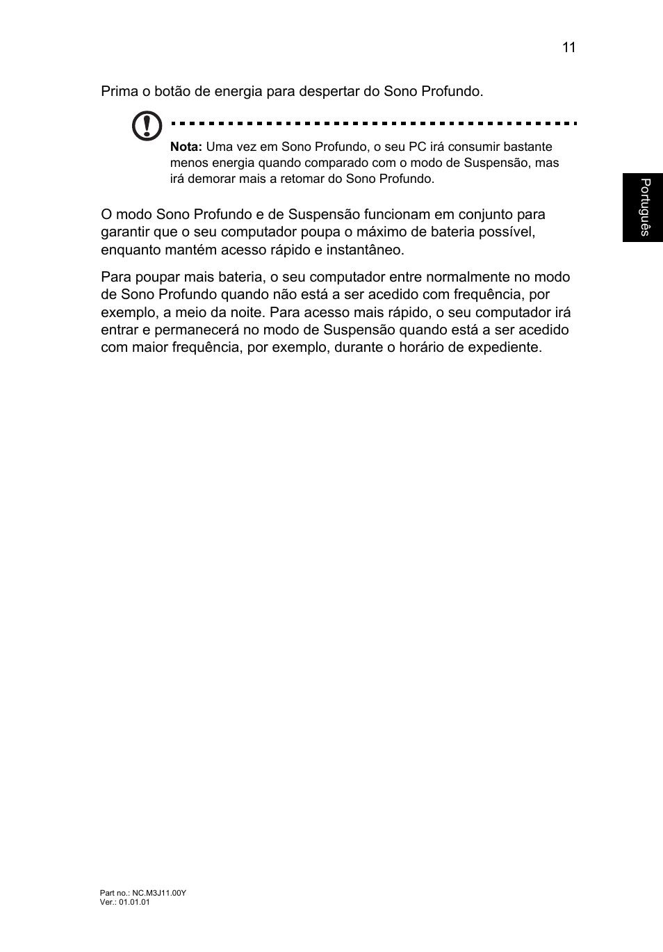 Português | Acer Aspire M3-581PT User Manual | Page 75 / 364