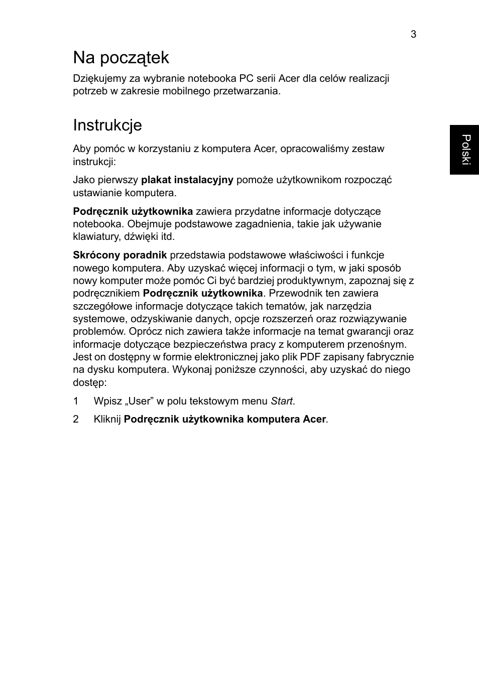 Na początek, Instrukcje | Acer Aspire V5-171 User Manual | Page 129 / 306