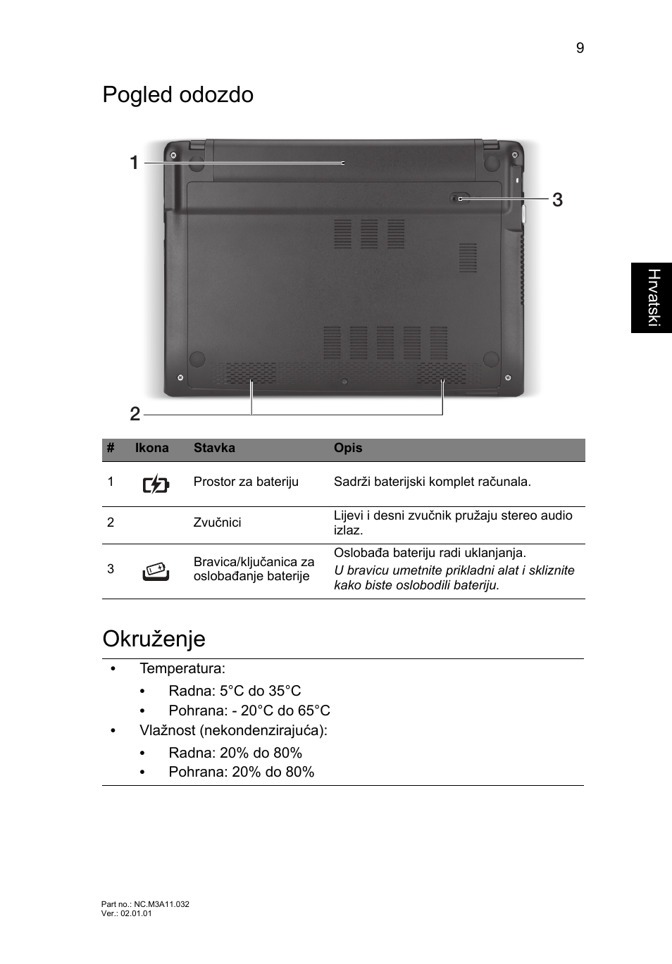 Pogled odozdo, Okruženje, Pogled odozdo okruženje | Acer Aspire V5-171 User Manual | Page 185 / 306