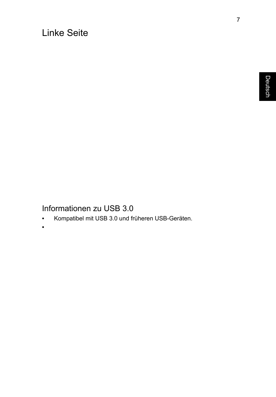 Linke seite, Informationen zu usb 3.0 | Acer Aspire V5-171 User Manual | Page 29 / 306