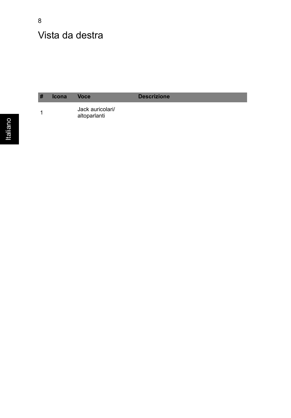 Vista da destra | Acer Aspire V5-171 User Manual | Page 40 / 306