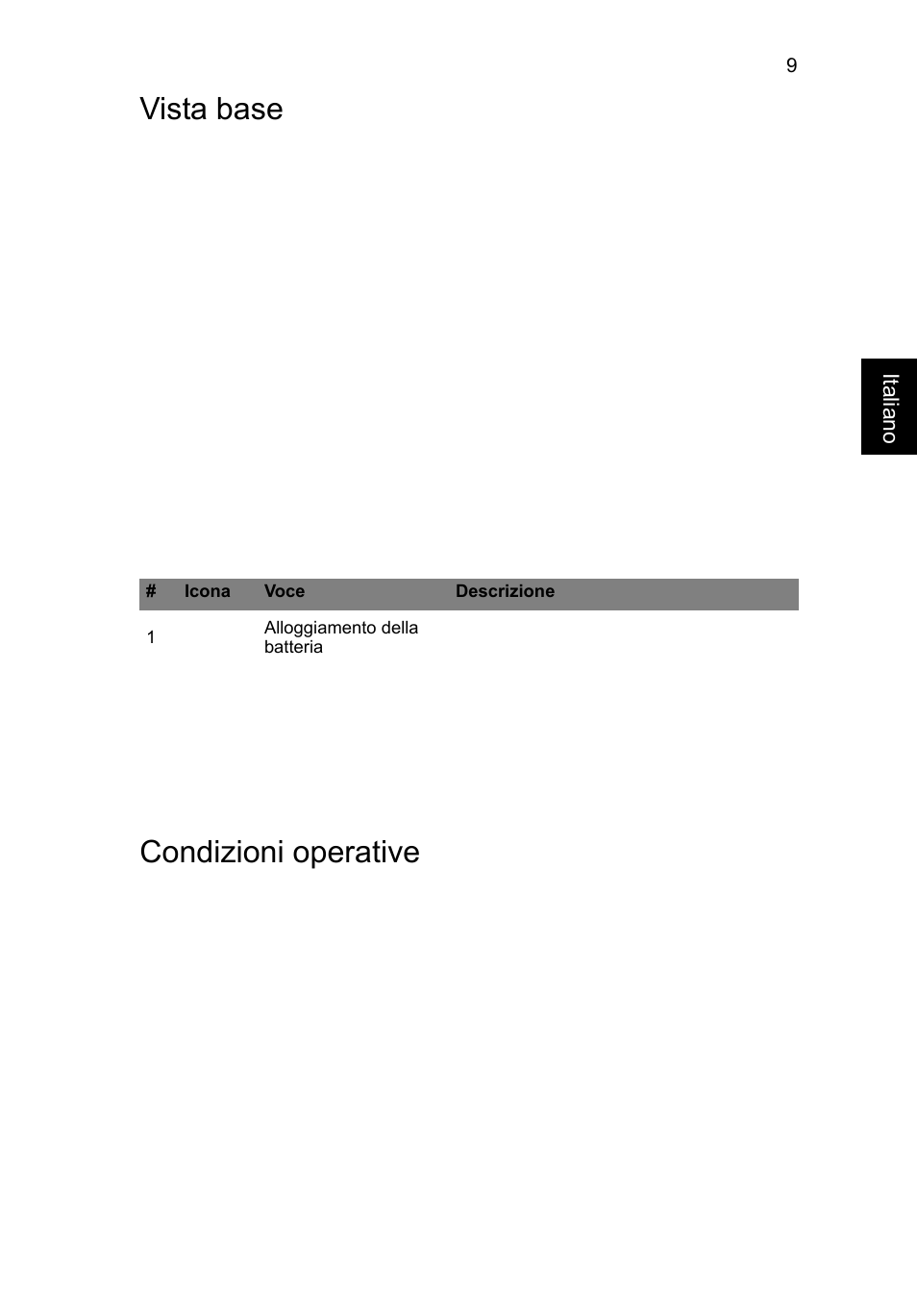 Vista base, Condizioni operative, Vista base condizioni operative | Acer Aspire V5-171 User Manual | Page 41 / 306