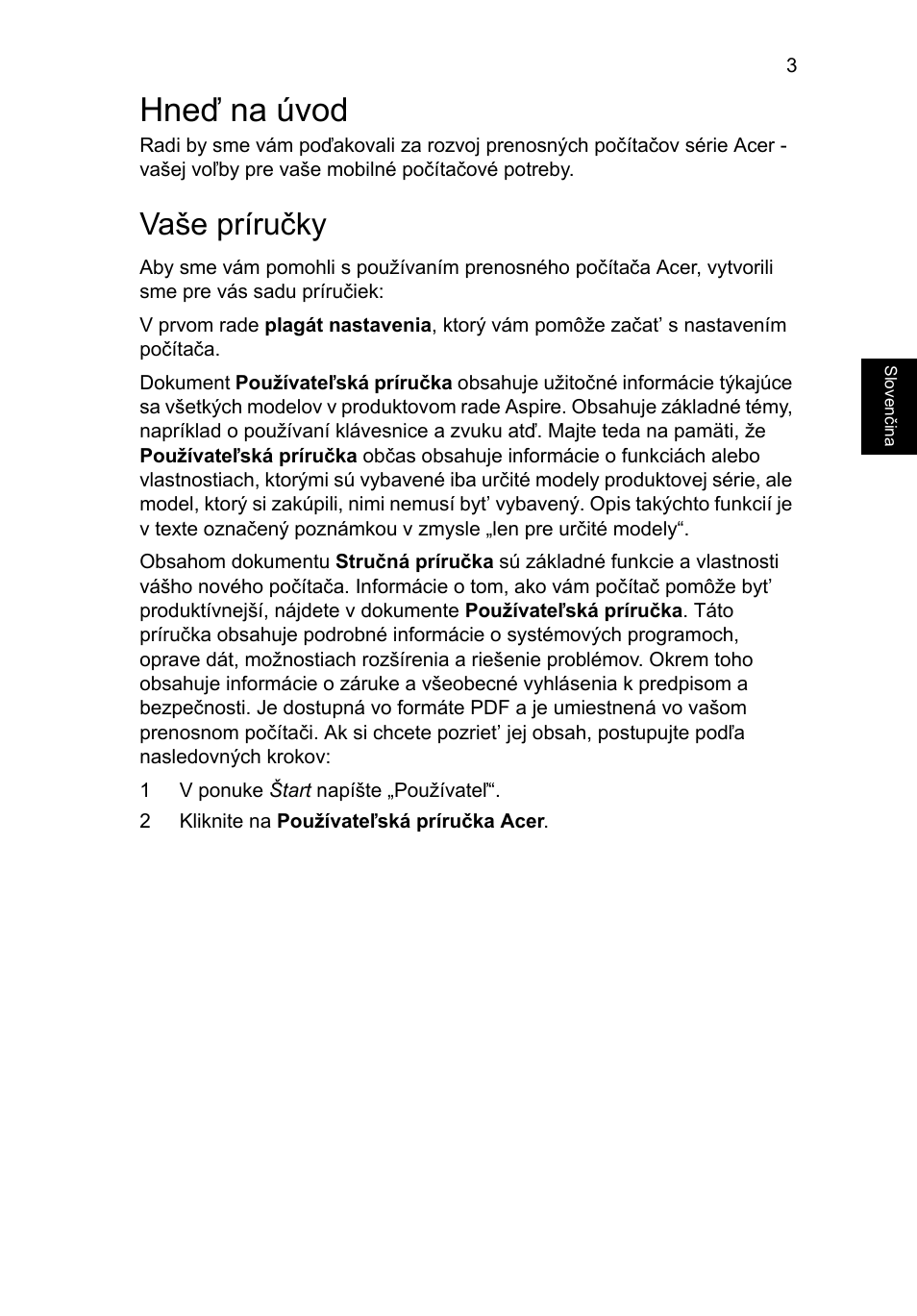 Hneď na úvod, Vaše príručky | Acer Aspire V3-551 User Manual | Page 161 / 308