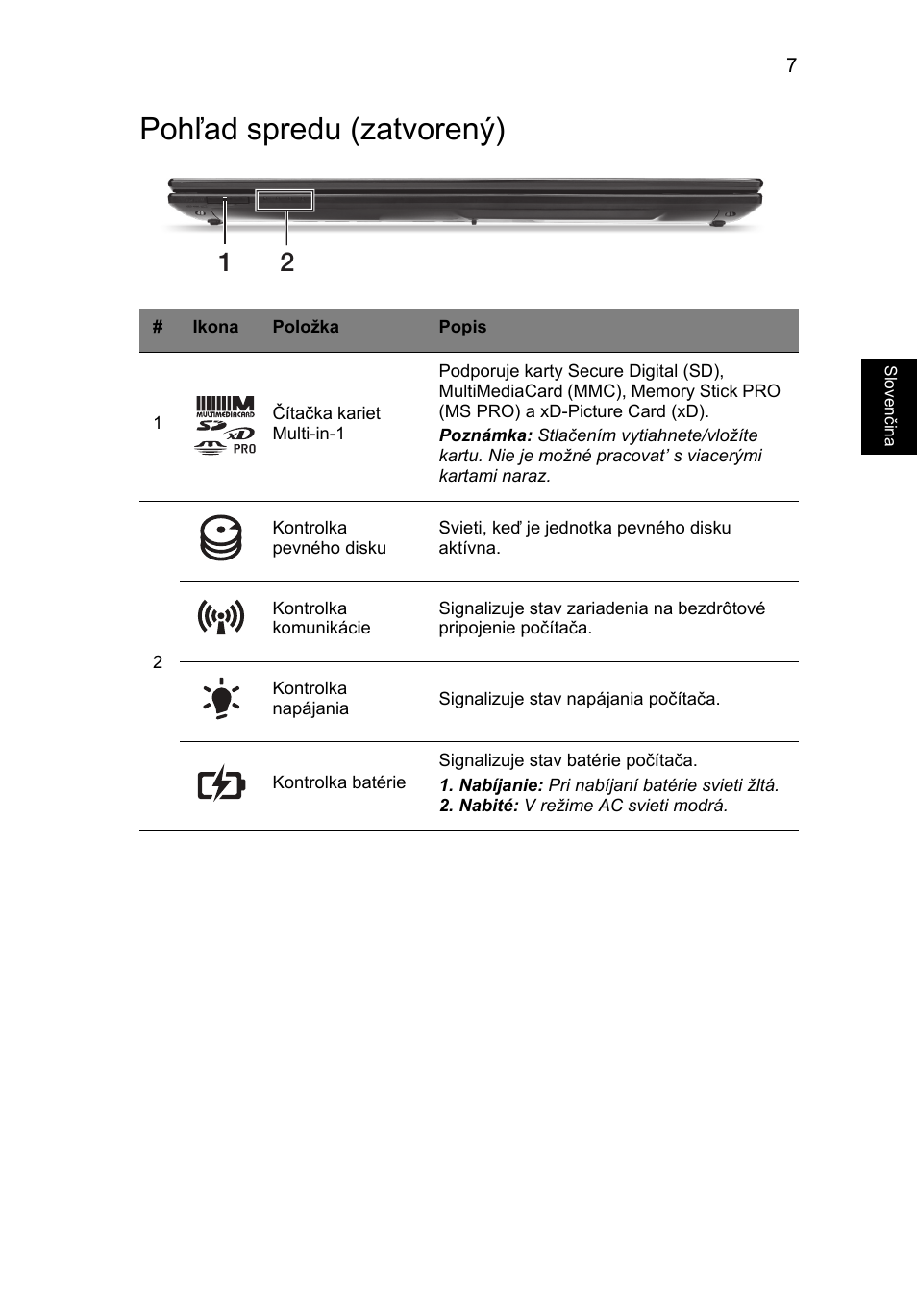 Pohľad spredu (zatvorený) | Acer Aspire V3-551 User Manual | Page 165 / 308