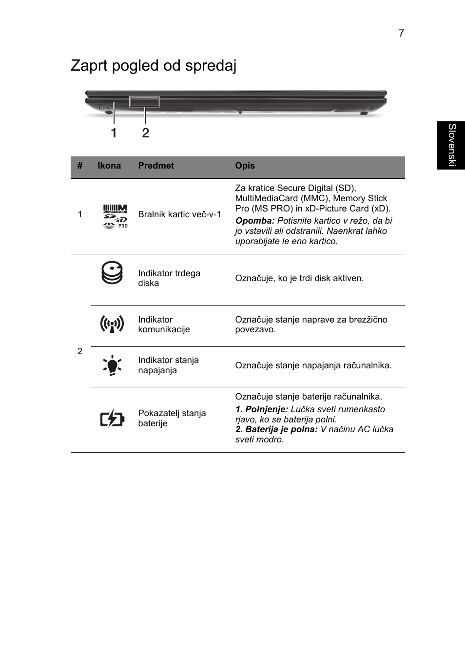 Zaprt pogled od spredaj | Acer Aspire V3-551 User Manual | Page 175 / 308