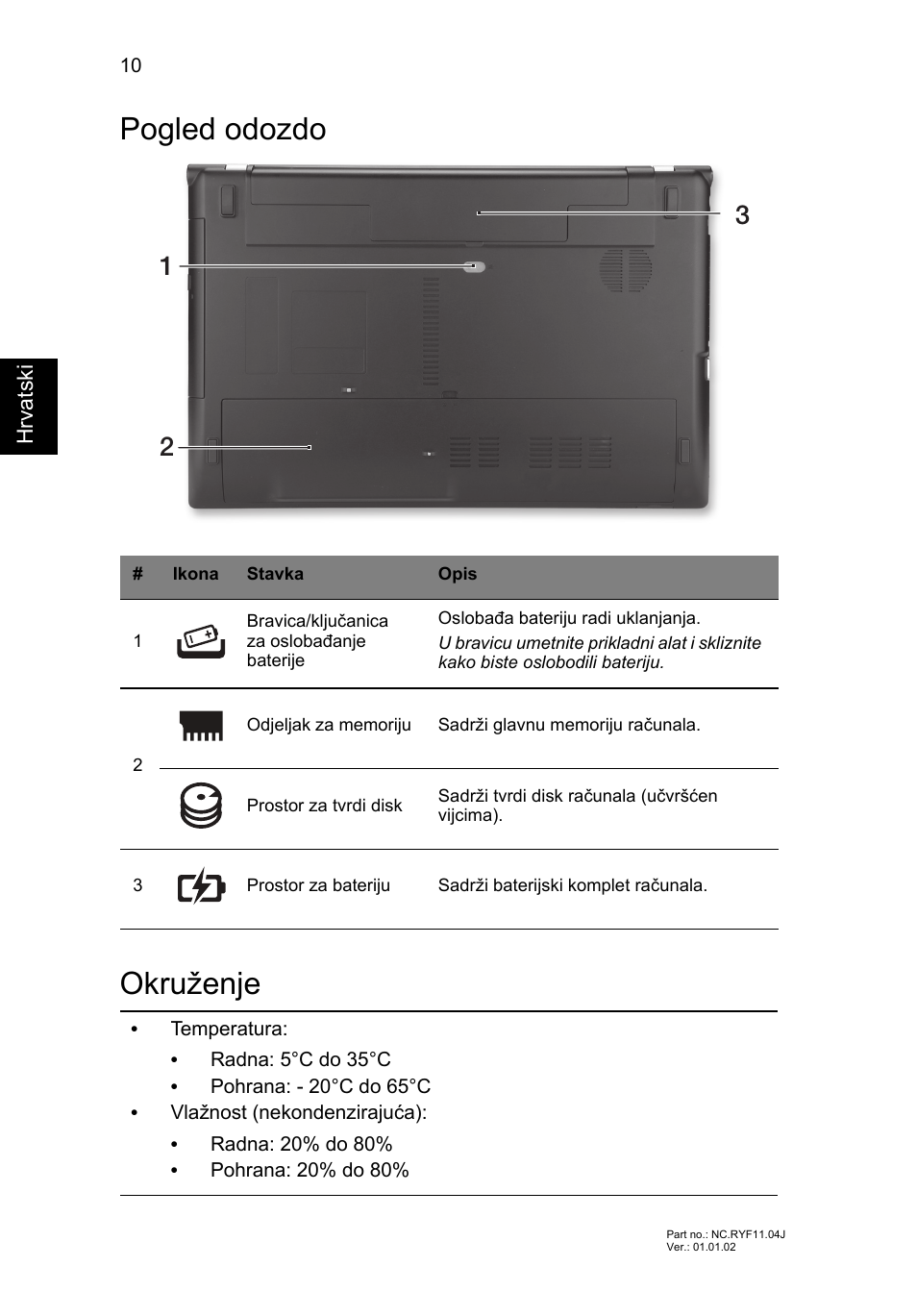 Pogled odozdo, Okruženje, Pogled odozdo okruženje | Acer Aspire V3-551 User Manual | Page 188 / 308