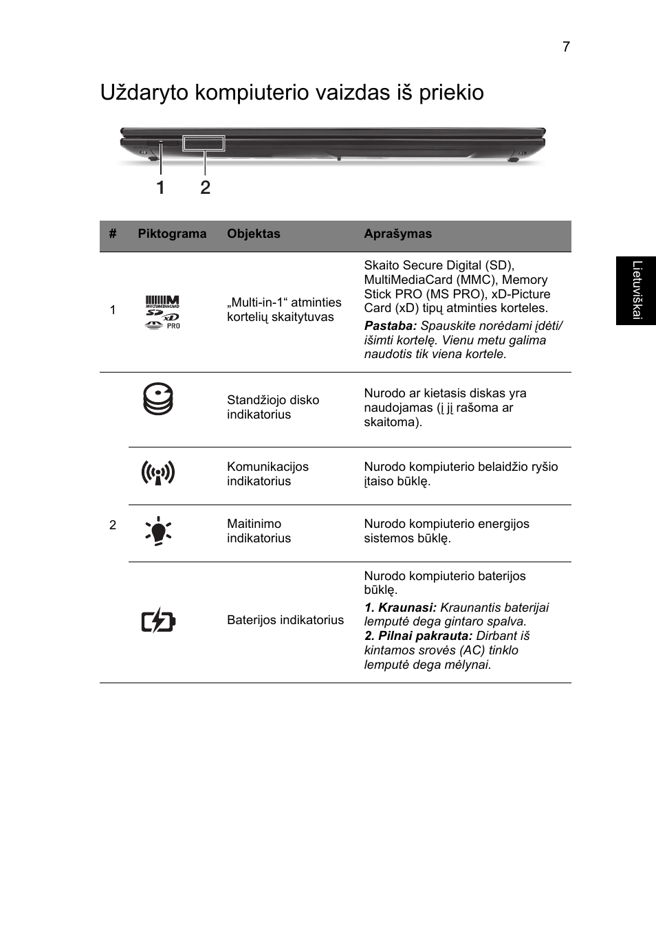 Uždaryto kompiuterio vaizdas iš priekio | Acer Aspire V3-551 User Manual | Page 235 / 308