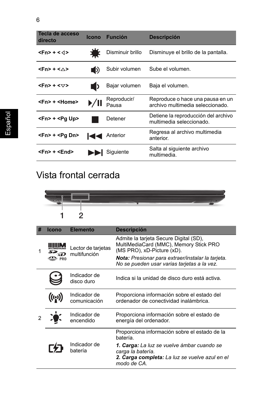 Vista frontal cerrada | Acer Aspire V3-551 User Manual | Page 50 / 308
