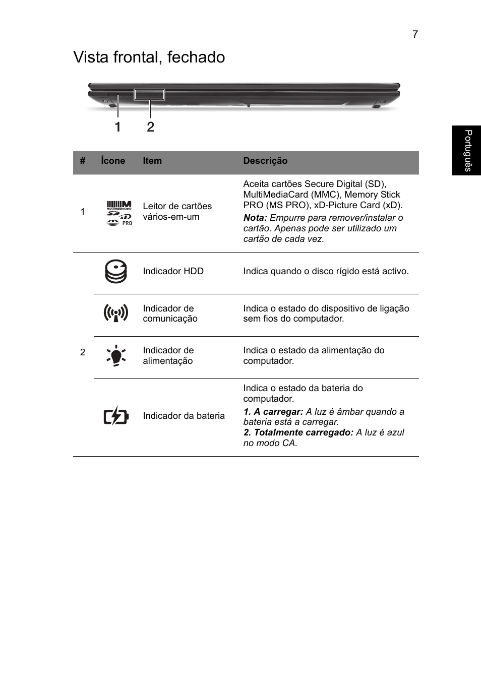 Vista frontal, fechado | Acer Aspire V3-551 User Manual | Page 65 / 308