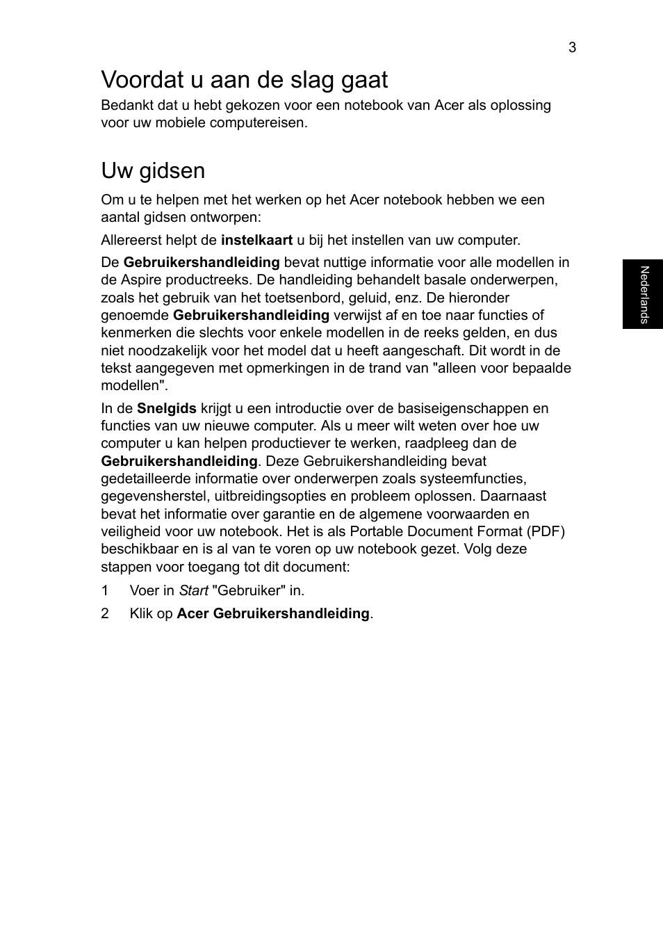 Voordat u aan de slag gaat, Uw gidsen | Acer Aspire V3-551 User Manual | Page 71 / 308