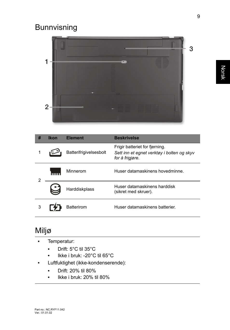 Bunnvisning, Miljø, Bunnvisning miljø | Acer Aspire V3-551 User Manual | Page 87 / 308