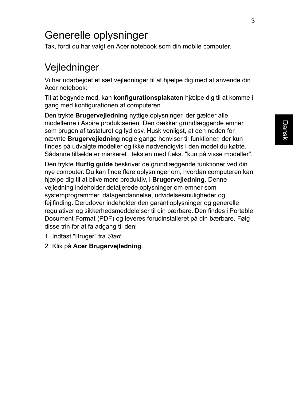 Generelle oplysninger, Vejledninger | Acer Aspire V3-551 User Manual | Page 91 / 308