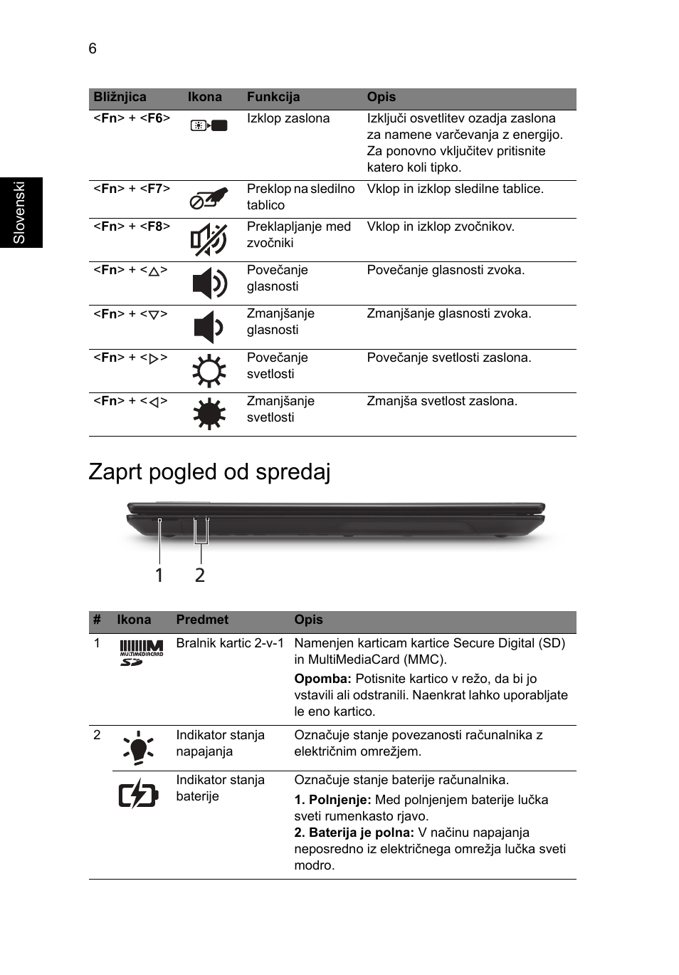 Zaprt pogled od spredaj | Acer TravelMate 5335 User Manual | Page 170 / 313